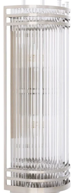 Casa Padrino Luxus Wandleuchte Silber 18,5 x 15 x H. 53,5 cm - Elegante Metall Wandlampe mit Glas Lampenschirm - Luxus Kollektion