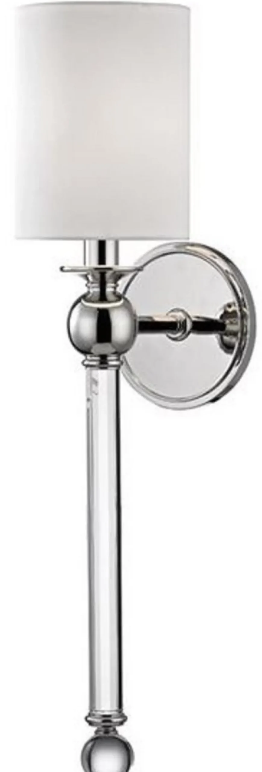Casa Padrino Luxus Wandleuchte Silber / Weiß 12,7 x 17,2 x H. 56,5 cm - Wandlampe mit Kristallglas und rundem Seiden Lampenschirm