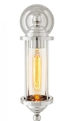 Casa Padrino Luxus Wandleuchte Nickel aus Messing und Glas - 11,5 x 16 x 38 cm