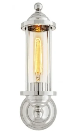 Casa Padrino Luxus Wandleuchte Nickel aus Messing und Glas - 11,5 x 16 x 38 cm