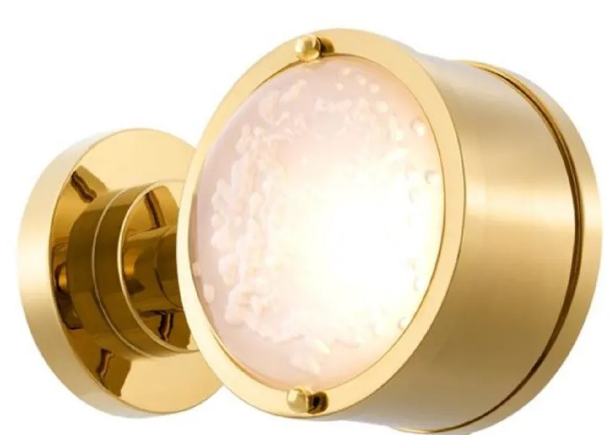 Casa Padrino Luxus Wandleuchte Gold / Weiß 12,5 x 18,5 x H. 12,5 cm - Luxus Kollektion