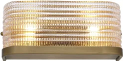 Casa Padrino Luxus Wandleuchte Antik Messingfarben 29,5 x 11,5 x H. 12,5 cm - Wohnzimmerlampe mit Glas Lampenschirm