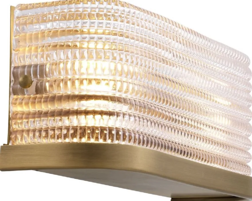 Casa Padrino Luxus Wandleuchte Antik Messingfarben 29,5 x 11,5 x H. 12,5 cm - Wohnzimmerlampe mit Glas Lampenschirm
