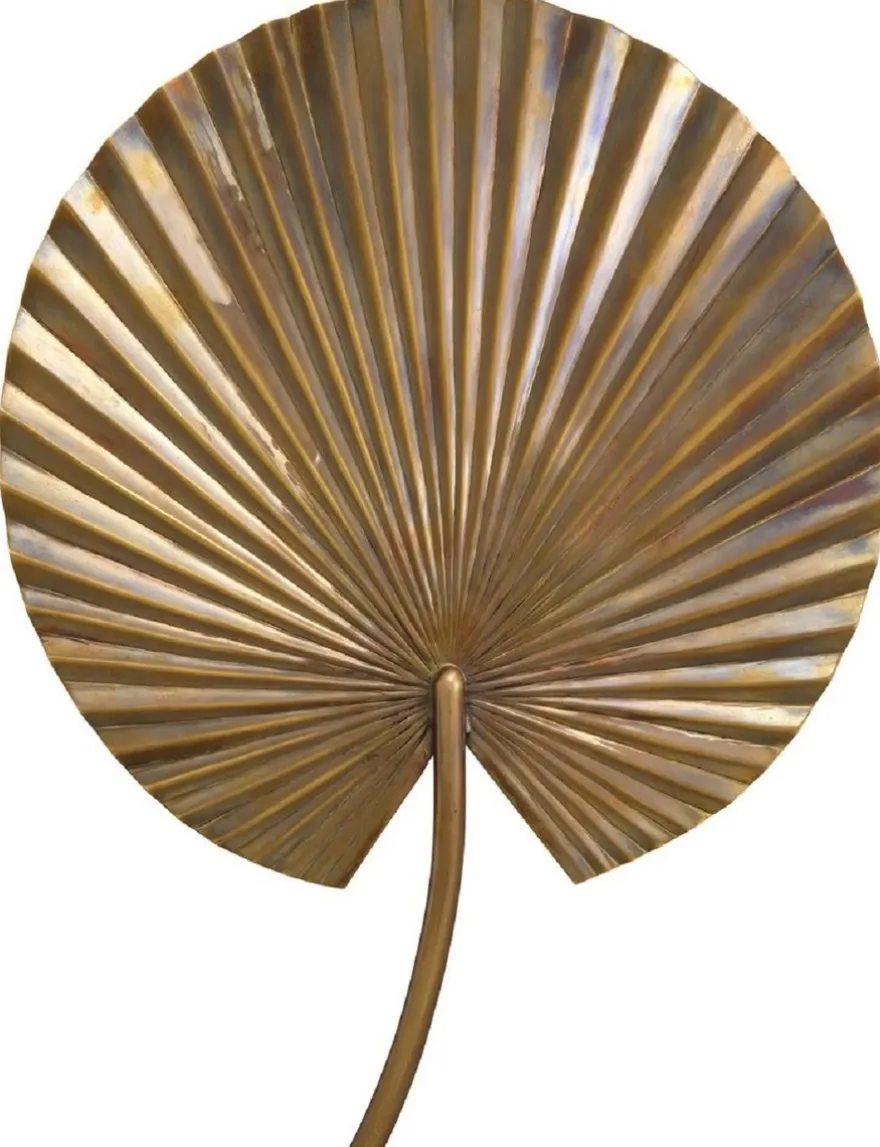 Casa Padrino Luxus Wandleuchte Vintage Messing 30,5 x 8,5 x H. 40 cm - Messing Wandlampe im Palmenblatt Design - Hotel & Restaurant Leuchte