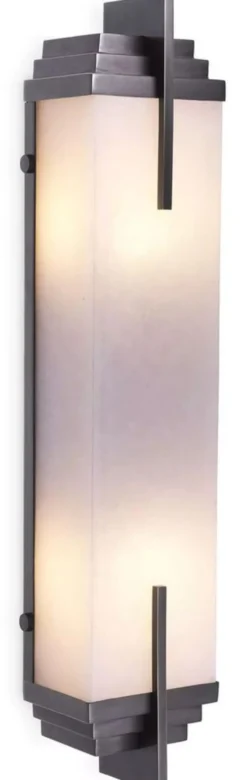 Casa Padrino Luxus Wandleuchte Bronze / Alabaster 10,5 x 8,5 x H. 51 cm - Wandlampe mit Alabaster Lampenschirm - Luxus Leuchten
