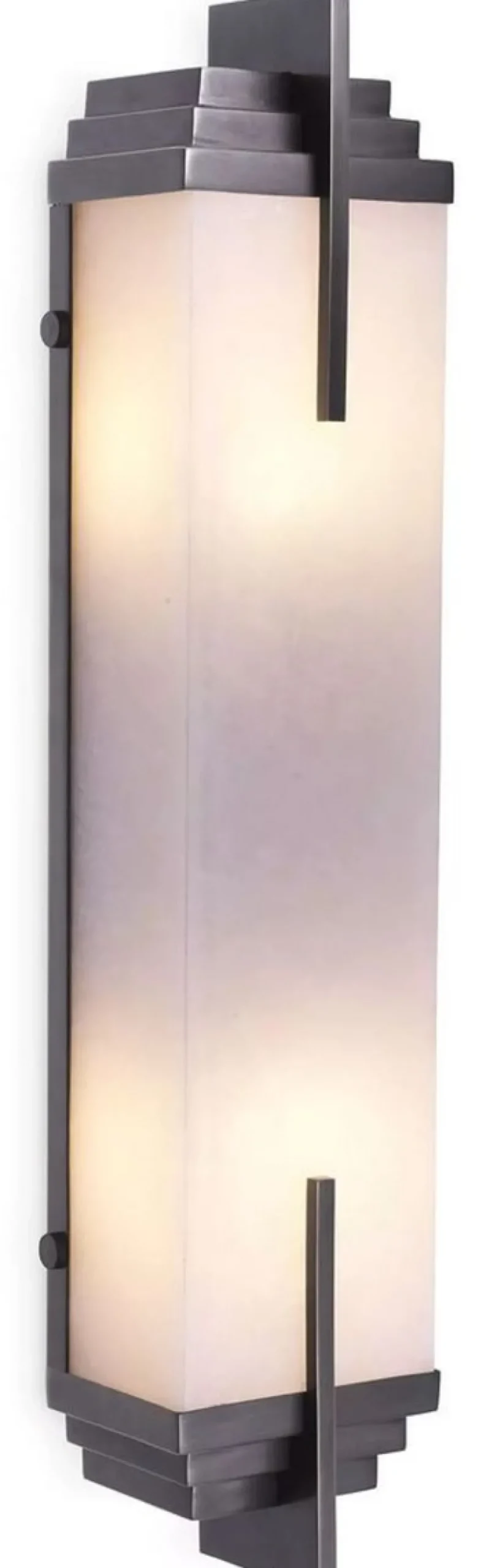 Casa Padrino Luxus Wandleuchte Bronze / Alabaster 10,5 x 8,5 x H. 51 cm - Wandlampe mit Alabaster Lampenschirm - Luxus Leuchten