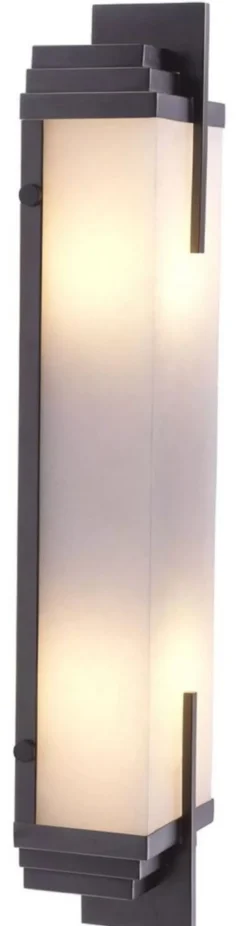 Casa Padrino Luxus Wandleuchte Bronze / Alabaster 10,5 x 8,5 x H. 51 cm - Wandlampe mit Alabaster Lampenschirm - Luxus Leuchten