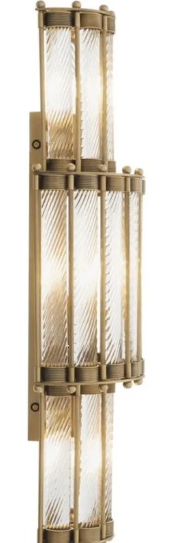 Casa Padrino Luxus Wandleuchte Antik Messingfarben 22,5 x 15 x H. 65 cm - Wohnzimmerlampe