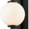 Casa Padrino Luxus Wandleuchte Schwarz / Weiß 20,32 x 26,67 x H. 60,96 cm - Metall Wandlampe mit rundem Glas Lampenschirm - Luxus Leuchten - Luxus Interior