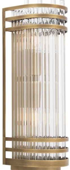 Casa Padrino Luxus Wandleuchte Antik Messingfarben 12 x 12,5 x H. 38 cm - Elegante Metall Wandlampe mit Glas Lampenschirm - Luxus Kollektion