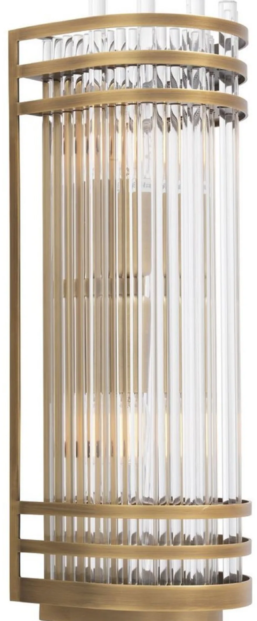 Casa Padrino Luxus Wandleuchte Antik Messingfarben 12 x 12,5 x H. 38 cm - Elegante Metall Wandlampe mit Glas Lampenschirm - Luxus Kollektion
