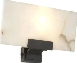 Casa Padrino Luxus Wandleuchte Alabaster / Bronze 30 x 8 x H. 19 cm - Elegante Wandlampe mit Alabaster Lampenschirm - Luxus Kollektion