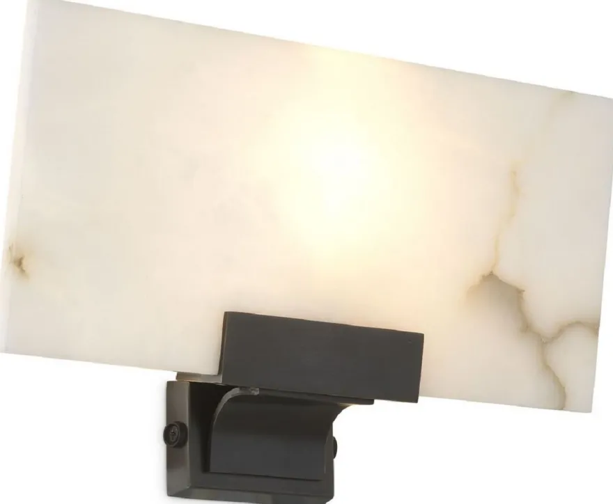 Casa Padrino Luxus Wandleuchte Alabaster / Bronze 30 x 8 x H. 19 cm - Elegante Wandlampe mit Alabaster Lampenschirm - Luxus Kollektion