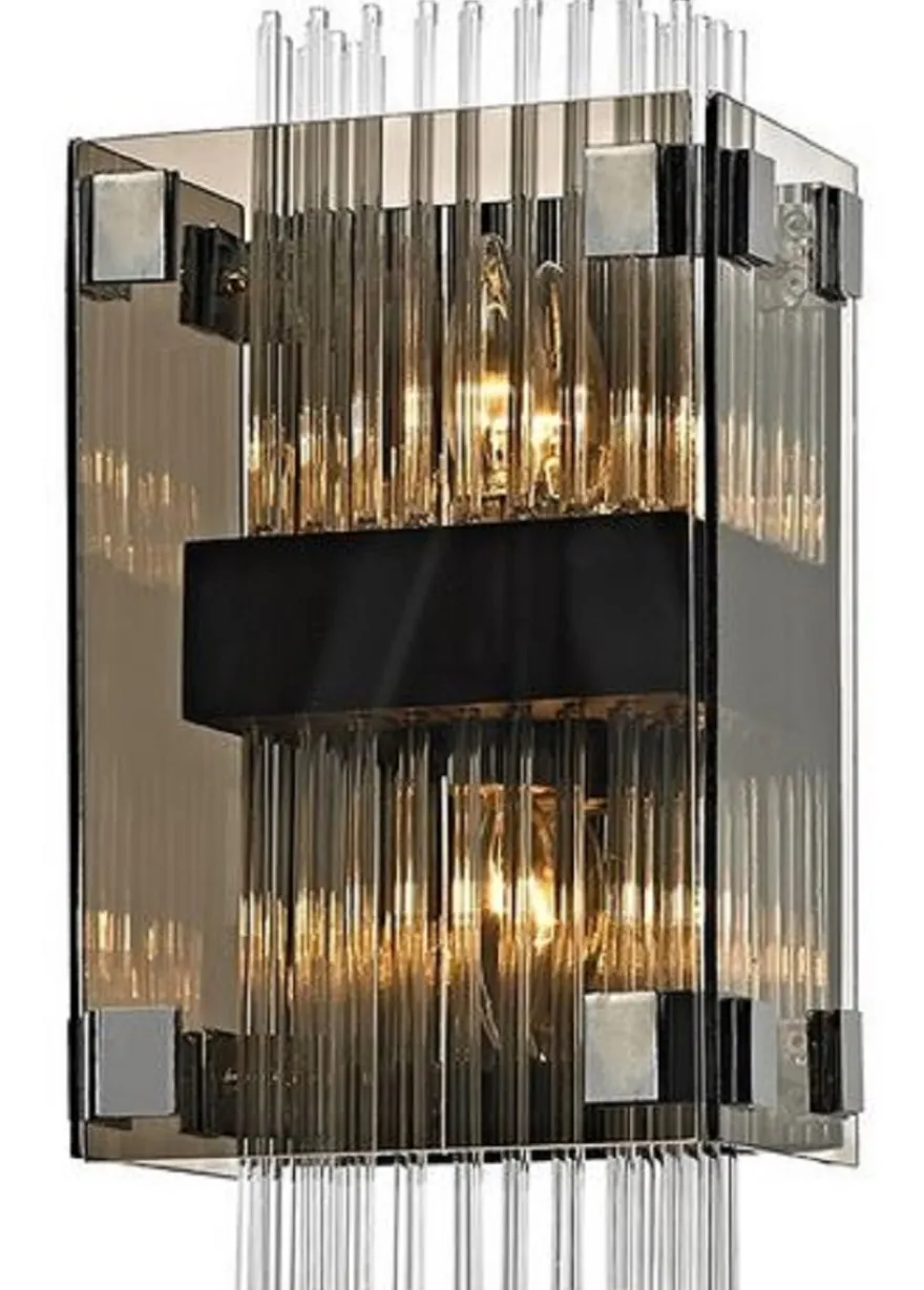 Casa Padrino Luxus Wandleuchte Silber / Dunkelbronze 20,3 x 14 x H. 35,6 cm - Hotel & Restaurant Wandlampe