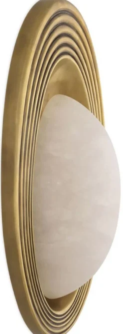 Casa Padrino Luxus Wandleuchte Vintage Messing / Alabaster 25 x 10 x H. 45 cm - Ovale Wandlampe - Wohnzimmer Wandleuchte - Hotel Wandleuchte - Restaurant Wandleuchte - Luxus Leuchten