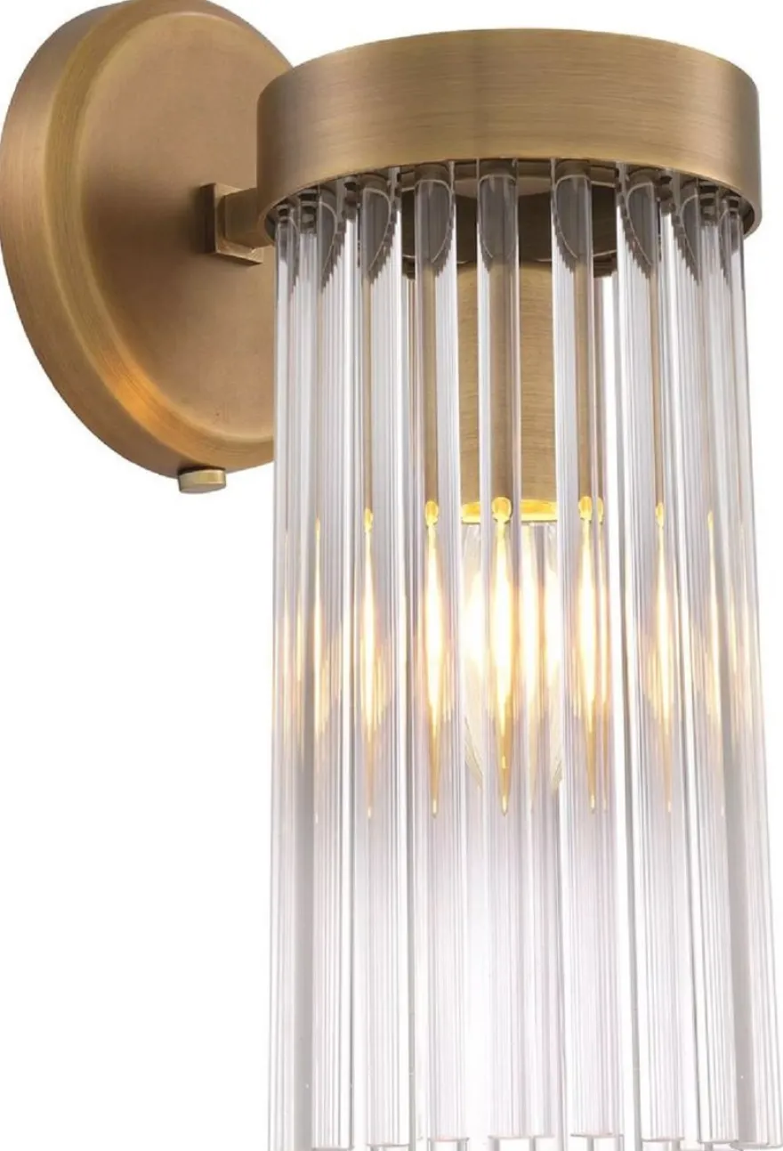 Casa Padrino Luxus Wandleuchte Antik Messingfarben 12 x 17 x H. 30 cm - Elegante Wandlampe im Retro Stil - Luxus Kollektion
