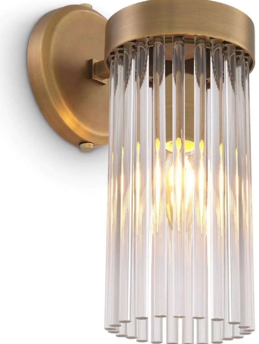 Casa Padrino Luxus Wandleuchte Antik Messingfarben 12 x 17 x H. 30 cm - Elegante Wandlampe im Retro Stil - Luxus Kollektion