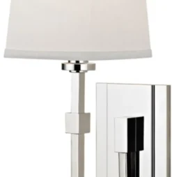 Casa Padrino Luxus Wandleuchte Silber / Weiß 13,3 x 19,1 x H. 38,7 cm - Wandlampe mit Lampenschirm