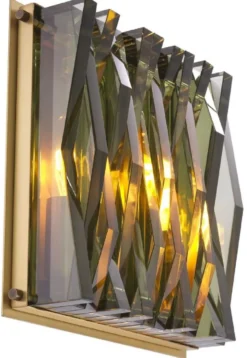 Casa Padrino Luxus Wandleuchte Antik Messingfarben / Grün 24 x 9 x H. 24 cm - Elegante Metall Wandlampe mit Glas Lampenschirm - Luxus Leuchten