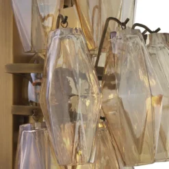 Casa Padrino Luxus Wandleuchte Bernstein / Antik Messing 31 x 19 x H. 50 cm - Elegante Hotel & Restaurant Wandlampe - Luxus Kollektion