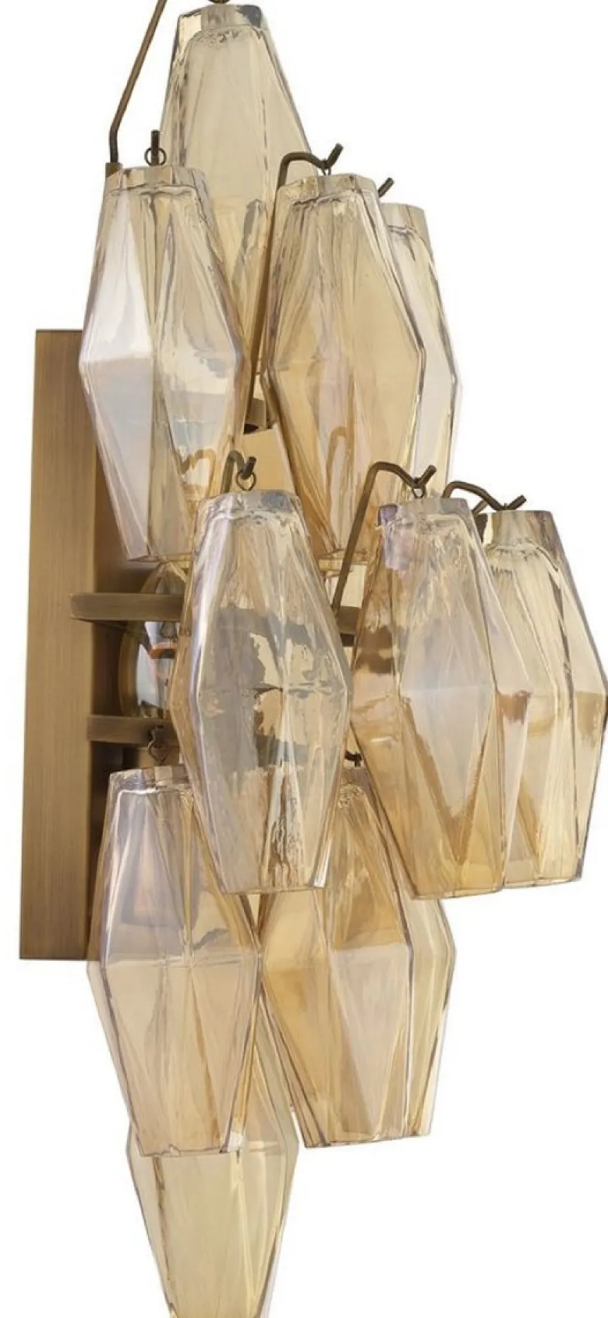 Casa Padrino Luxus Wandleuchte Bernstein / Antik Messing 31 x 19 x H. 50 cm - Elegante Hotel & Restaurant Wandlampe - Luxus Kollektion