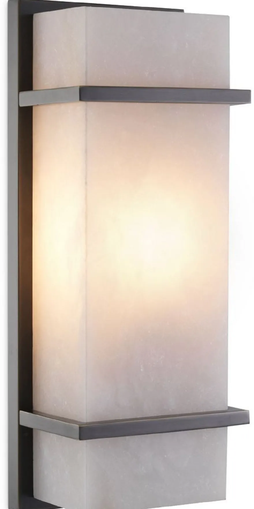 Casa Padrino Luxus Wandleuchte Bronze / Alabaster 13 x 9 x H. 34 cm - Elegante Wandlampe mit Alabaster Lampenschirm - Luxus Leuchten