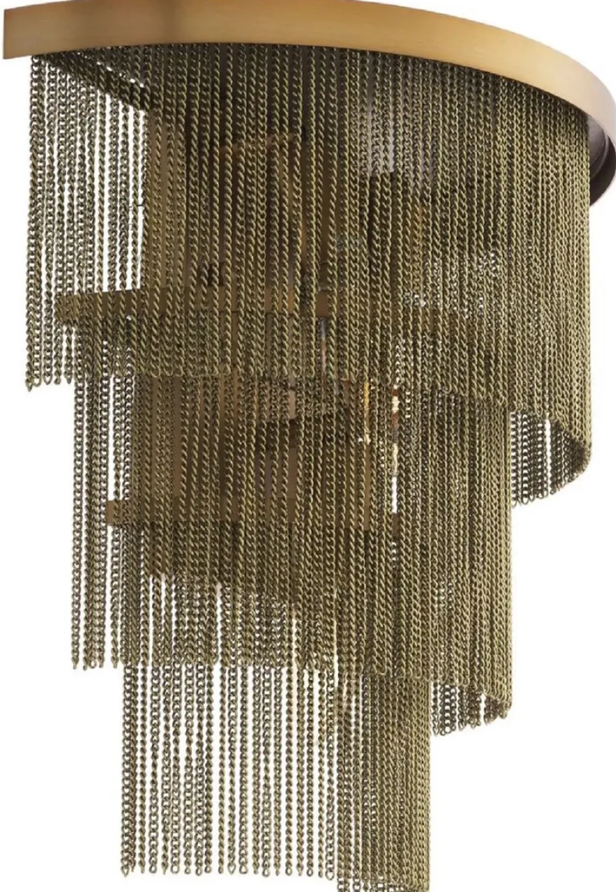 Casa Padrino Luxus Wandleuchte Antik Messing 33 x 16 x H. 32,5 cm - Halbrunde Edelstahl Wandlampe - Luxus Wohnzimmer Wandleuchten - Luxus Qualität