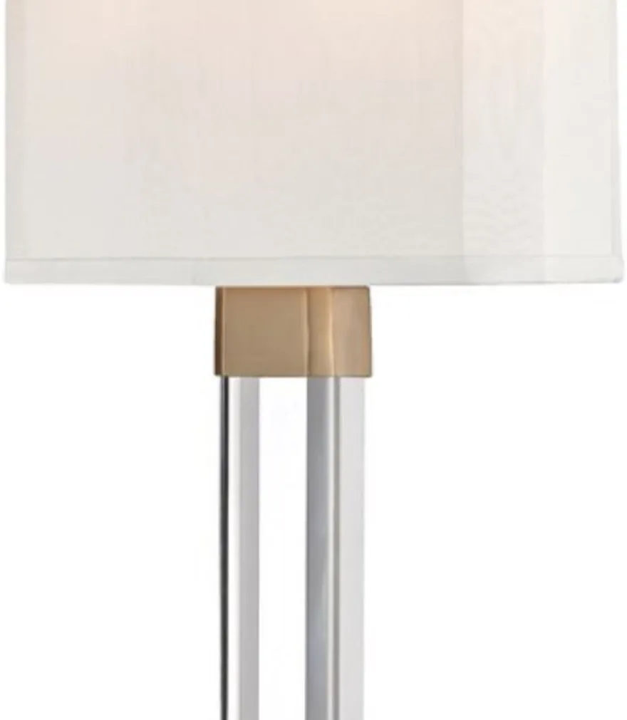 Casa Padrino Luxus Wandleuchte Antik Messingfarben / Weiß 22,9 x 10,2 x H. 54,6 cm - Moderne Wandlampe mit Kristallglas und Seiden Lampenschirm