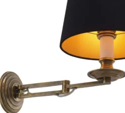Casa Padrino Luxus Wandleuchte mit Schwenkarm Vintage Messingfarben / Schwarz 22 x 21,5 x H. 27,5 cm - Hotel & Restaurant Leuchte