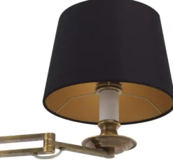 Casa Padrino Luxus Wandleuchte mit Schwenkarm Vintage Messingfarben / Schwarz 22 x 21,5 x H. 27,5 cm - Hotel & Restaurant Leuchte