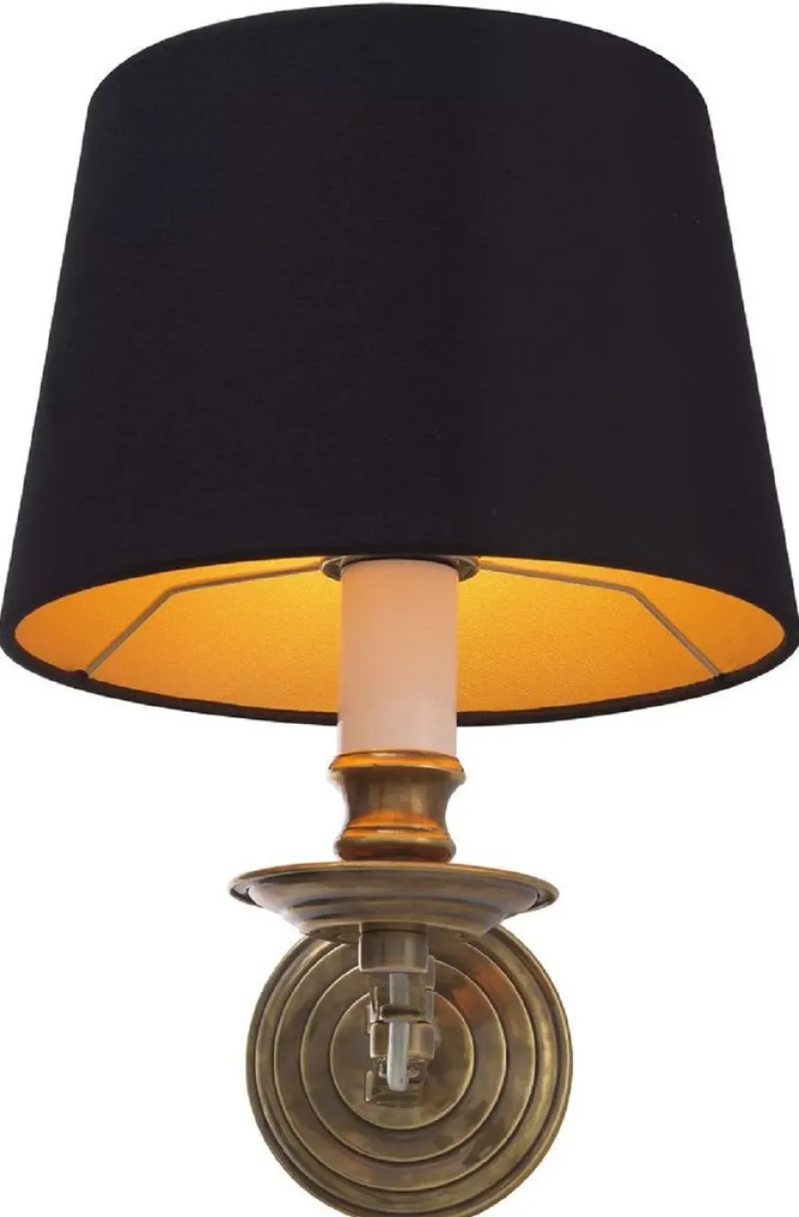 Casa Padrino Luxus Wandleuchte mit Schwenkarm Vintage Messingfarben / Schwarz 22 x 21,5 x H. 27,5 cm - Hotel & Restaurant Leuchte
