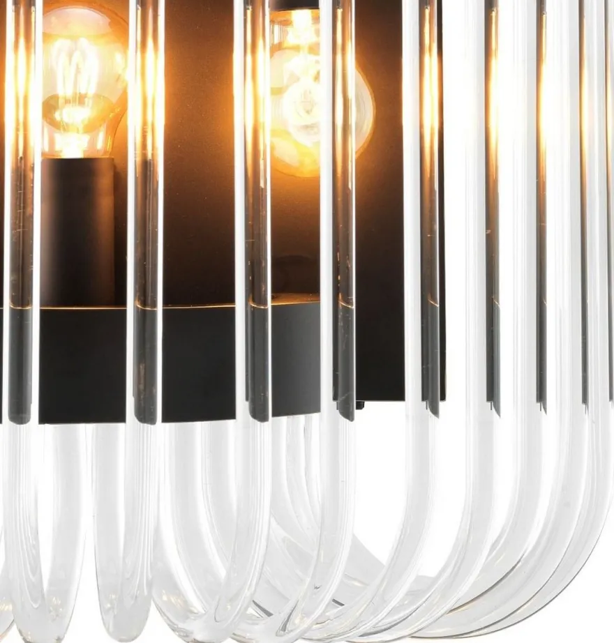 Casa Padrino Luxus Wandleuchte Bronze 40 x 24,5 x H. 35 cm - Edle Wandlampe mit abgerundeten Glasstäbchen - Luxus Kollektion