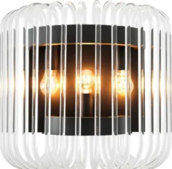 Casa Padrino Luxus Wandleuchte Bronze 40 x 24,5 x H. 35 cm - Edle Wandlampe mit abgerundeten Glasstäbchen - Luxus Kollektion