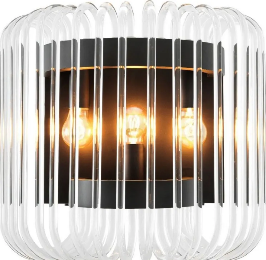 Casa Padrino Luxus Wandleuchte Bronze 40 x 24,5 x H. 35 cm - Edle Wandlampe mit abgerundeten Glasstäbchen - Luxus Kollektion