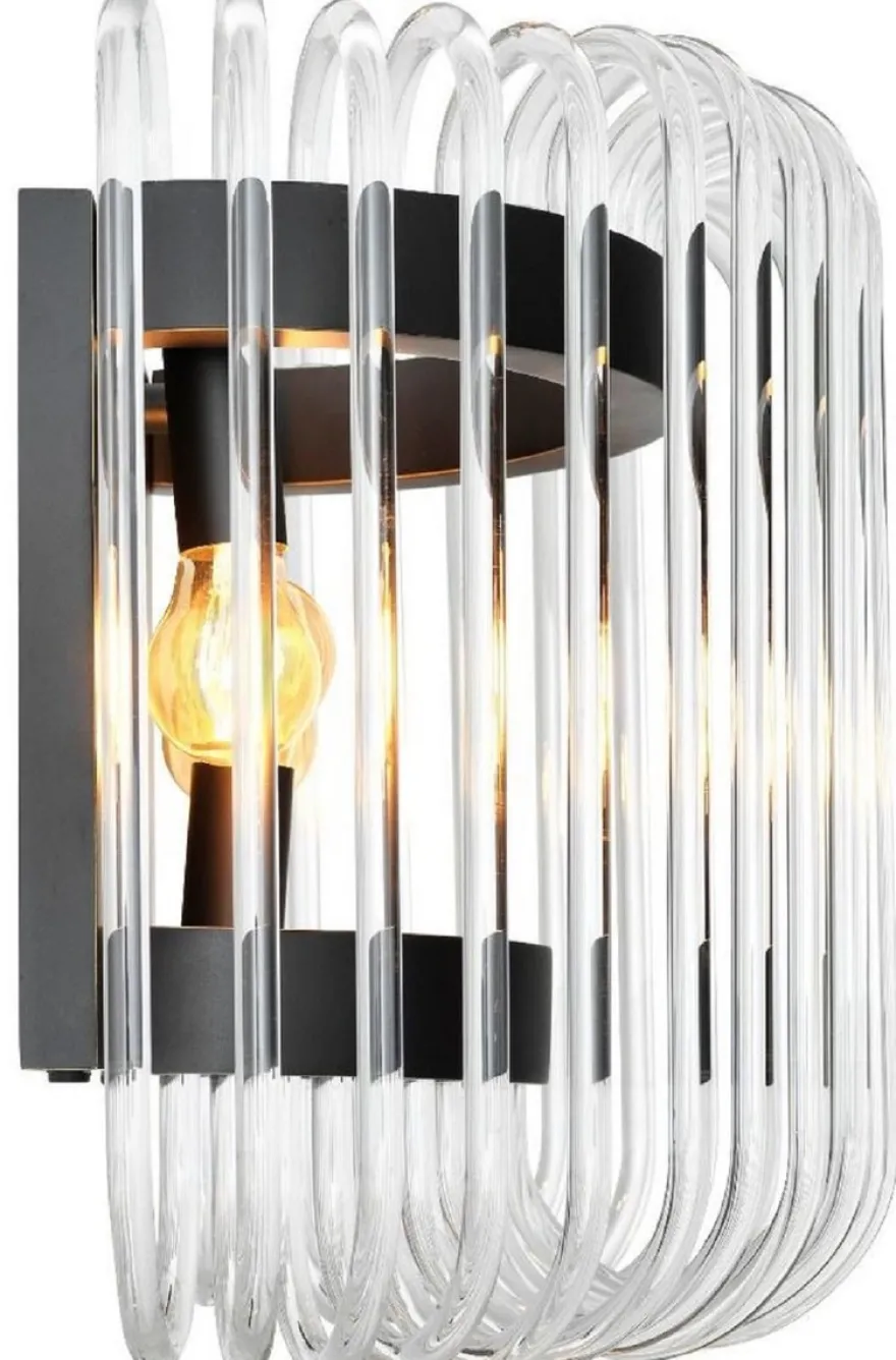 Casa Padrino Luxus Wandleuchte Bronze 40 x 24,5 x H. 35 cm - Edle Wandlampe mit abgerundeten Glasstäbchen - Luxus Kollektion