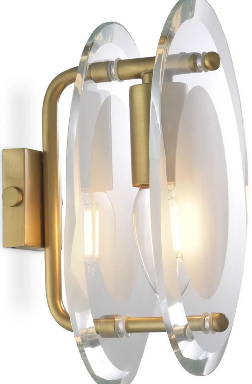 Casa Padrino Luxus Wandleuchte Antik Messingfarben 13 x 13 x H. 22 cm - Elegante Ovale Wohnzimmer Wandlampe - Luxus Leuchten