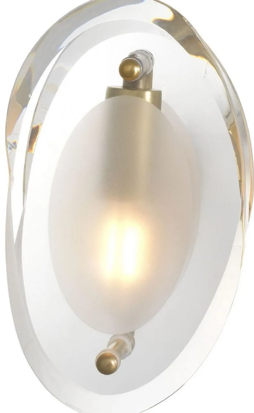 Casa Padrino Luxus Wandleuchte Antik Messingfarben 13 x 13 x H. 22 cm - Elegante Ovale Wohnzimmer Wandlampe - Luxus Leuchten