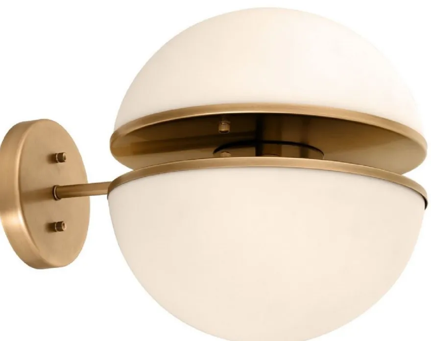 Casa Padrino Luxus Wandleuchte Antik Messingfarben / Weiß 30 x 40 x H. 30 cm - Hotel & Restaurant Lampe