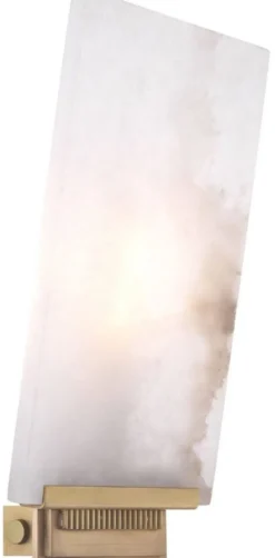 Casa Padrino Luxus Wandleuchte Alabaster / Antik Messingfarben 15 x 8 x H. 28,5 cm - Wandlampe mit Alabaster Lampenschirm - Luxus Qualität