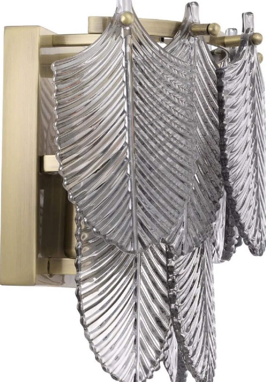 Casa Padrino Luxus Wandleuchte Messingfarben / Grau 27,5 x 17 x H. 26 cm - Edle Hotel & Restaurant Wandlampe - Luxus Qualität