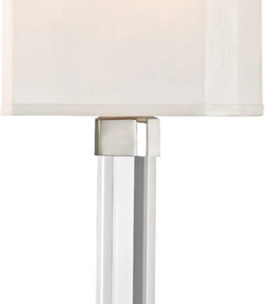 Casa Padrino Luxus Wandleuchte Silber / Weiß 22,9 x 10,2 x H. 54,6 cm - Moderne Wandlampe mit Kristallglas und Seiden Lampenschirm