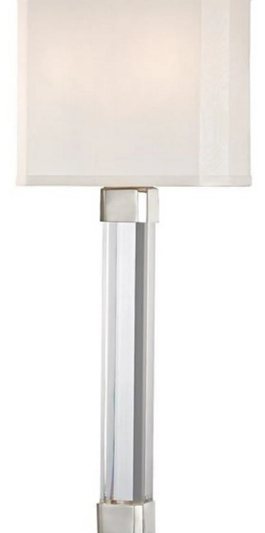 Casa Padrino Luxus Wandleuchte Silber / Weiß 22,9 x 10,2 x H. 54,6 cm - Moderne Wandlampe mit Kristallglas und Seiden Lampenschirm
