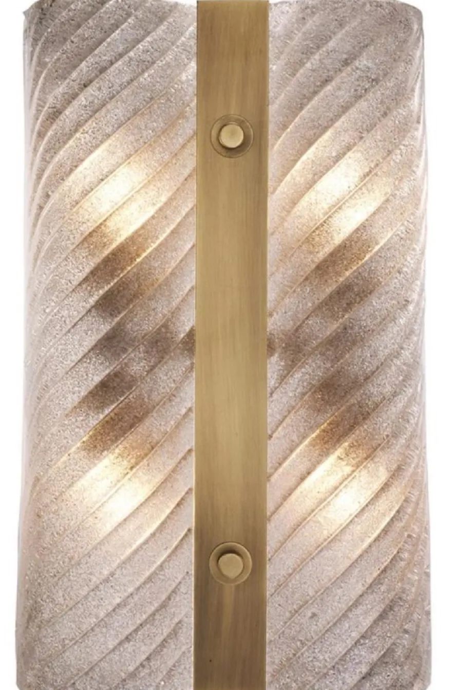 Casa Padrino Luxus Wandleuchte Antik Messing 30 x 8 x H. 48,5 cm - Wandlampe mit mundgeblasenem Glas