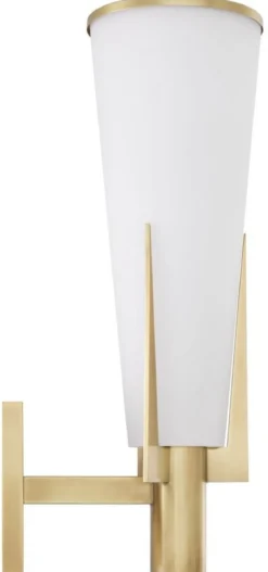 Casa Padrino Luxus Wandleuchte Antik Messingfarben / Weiß 13 x 19 x H. 40,5 cm - Elegante Metall Wandlampe mit Glas Lampenschirm - Luxus Leuchten