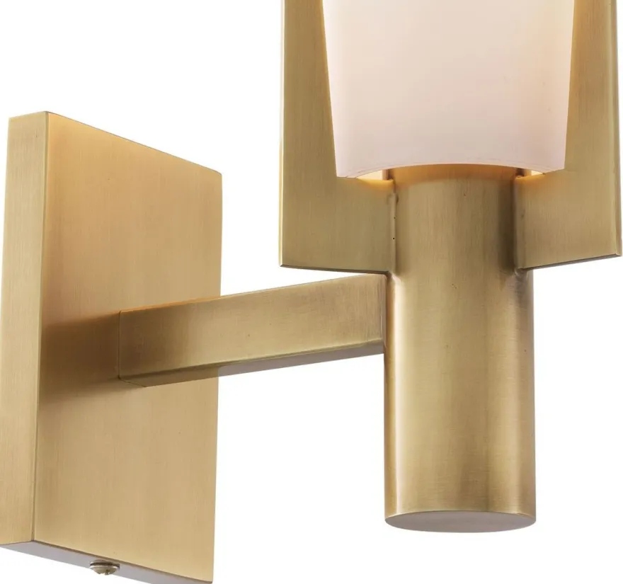 Casa Padrino Luxus Wandleuchte Antik Messingfarben / Weiß 13 x 19 x H. 40,5 cm - Elegante Metall Wandlampe mit Glas Lampenschirm - Luxus Leuchten
