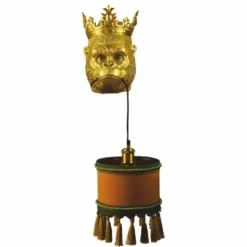 Casa Padrino Luxus Wandleuchte Affenkopf mit Krone Gold / Braun / Grün H. 54 cm