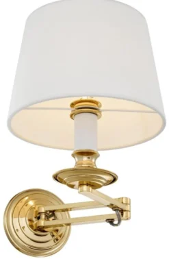 Casa Padrino Luxus Wandleuchte mit Schwenkarm Gold / Weiß 22 x 21,5 x H. 27,5 cm - Hotel & Restaurant Leuchte