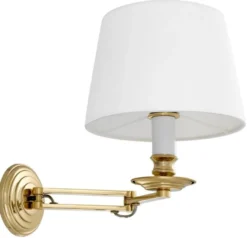 Casa Padrino Luxus Wandleuchte mit Schwenkarm Gold / Weiß 22 x 21,5 x H. 27,5 cm - Hotel & Restaurant Leuchte
