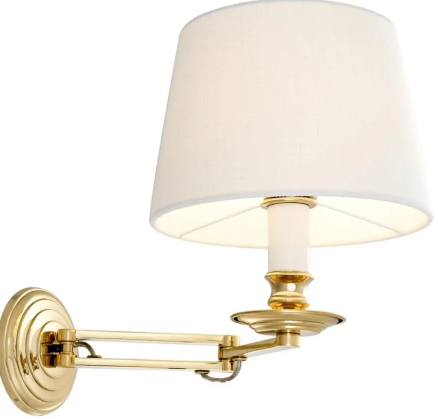Casa Padrino Luxus Wandleuchte mit Schwenkarm Gold / Weiß 22 x 21,5 x H. 27,5 cm - Hotel & Restaurant Leuchte