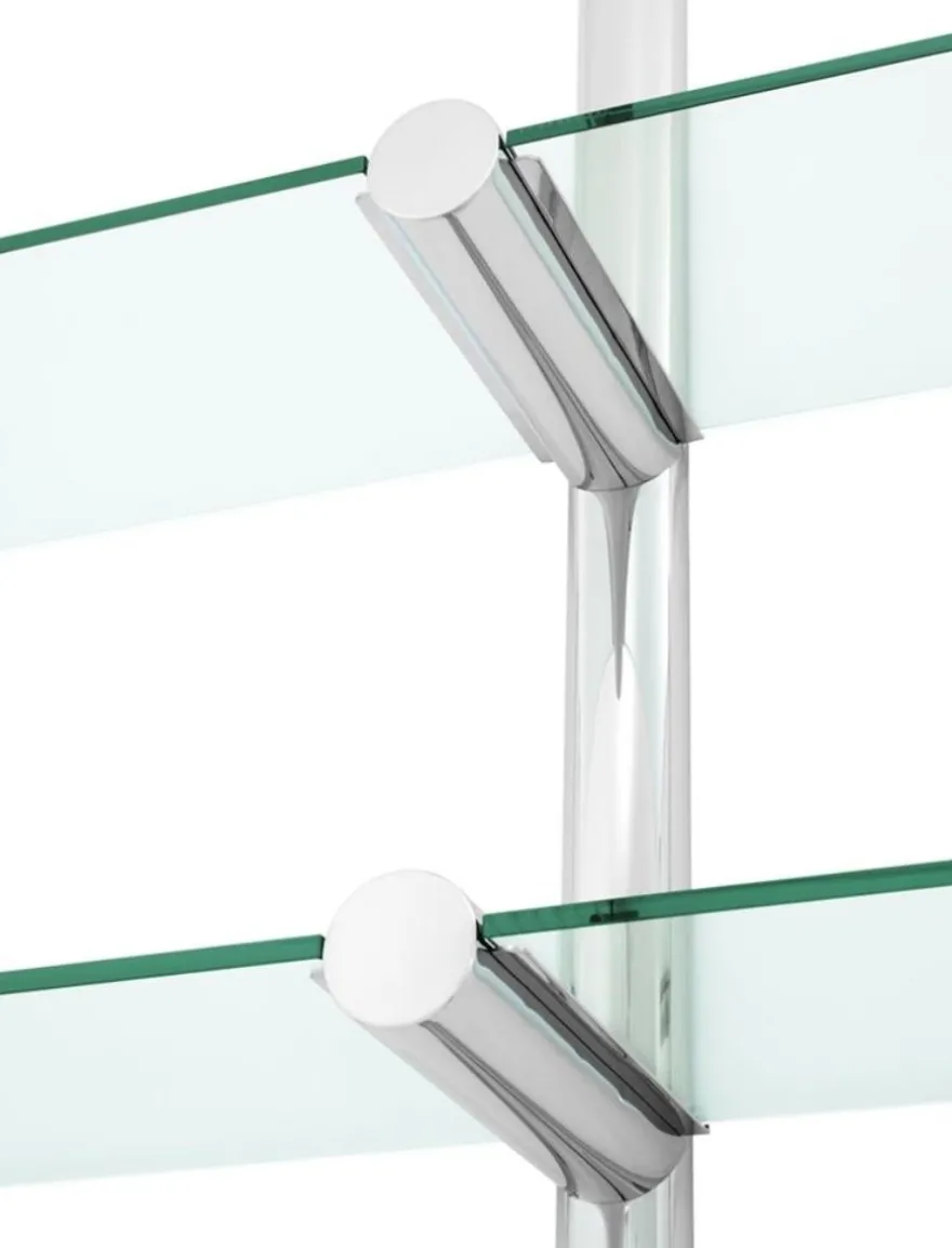 Casa Padrino Luxus Wandregal / Bücherregal in Silber - Edelstahl poliert und Glas - 211,5 x 33 x H. 228 cm